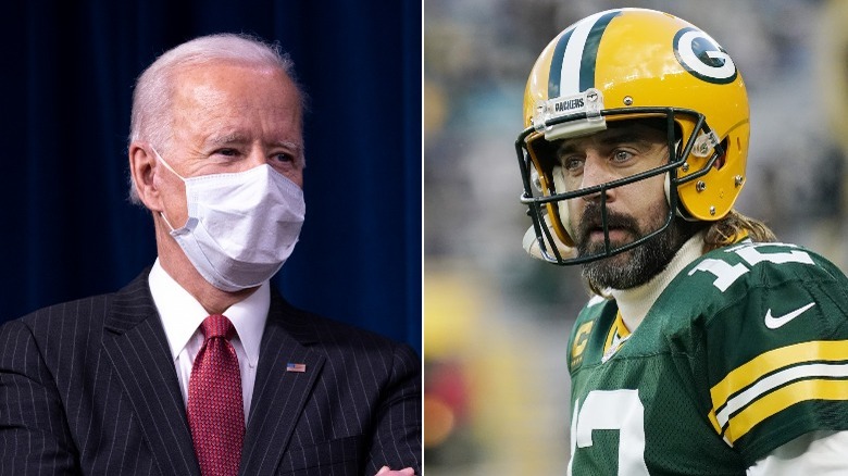 Joe Biden and Aaron Rodgers