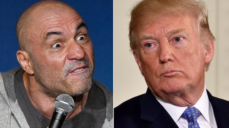 Joe Rogan angry, Donald Trump starring off