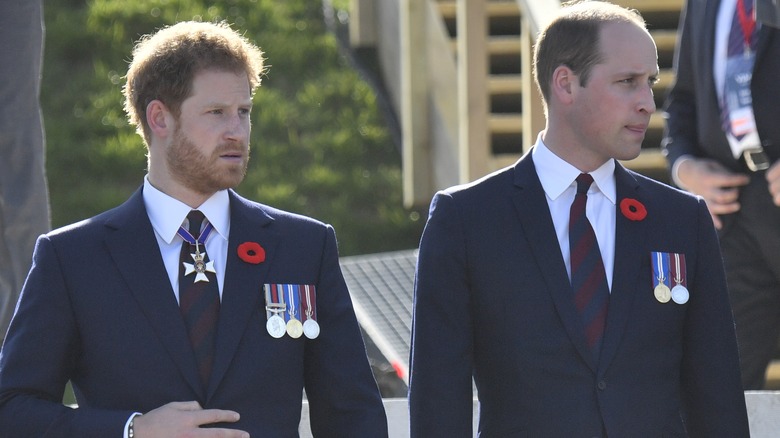 Prince Harry and Prince William wearing suits