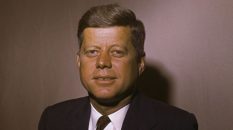 President John F Kennedy wearing suit during his campaign