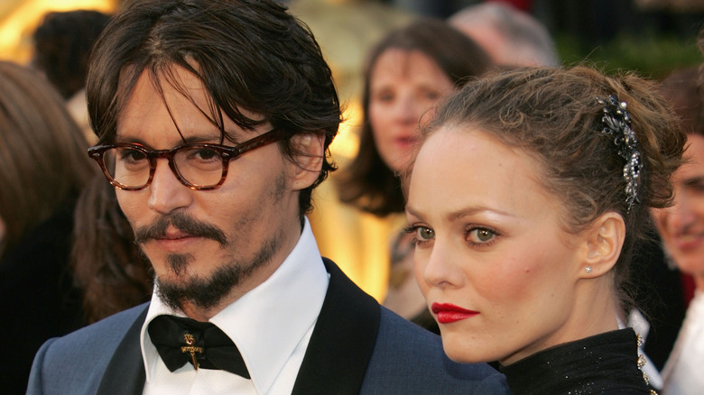 Johnny Depp and Vanessa Paradis smiling