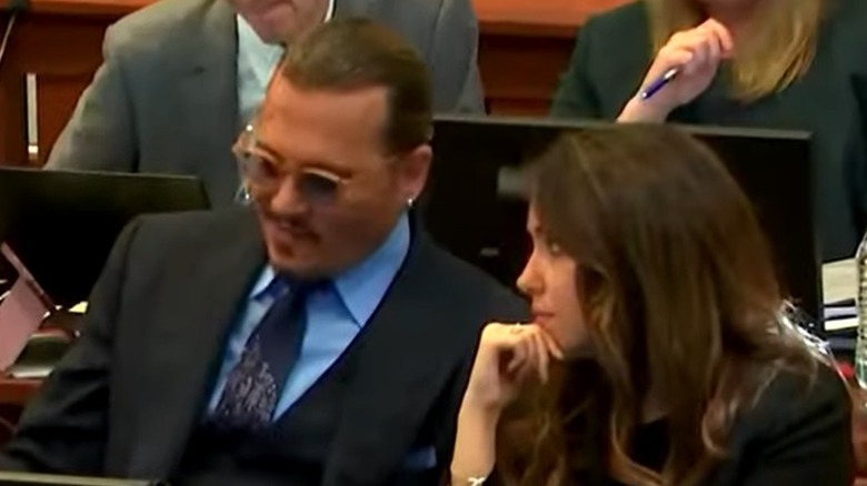 Joelle Rich and Johnny Depp in court