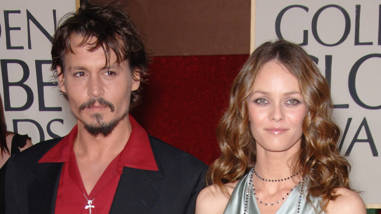 Johnny Depp and Vanessa Paradis posing together