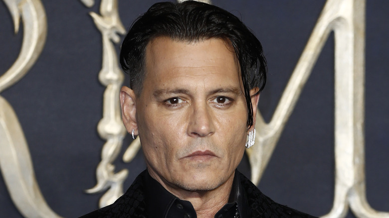 Johnny Depp looking serious