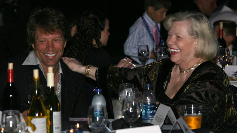 Jon Bon Jovi and his mother Carol laughing