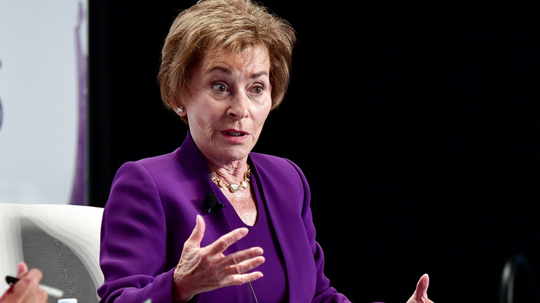 Judge Judy wearing purple