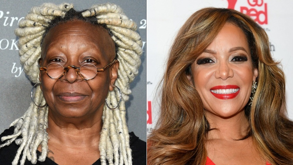 Whoopi Goldberg smiles and Sunny Hostin smiles 