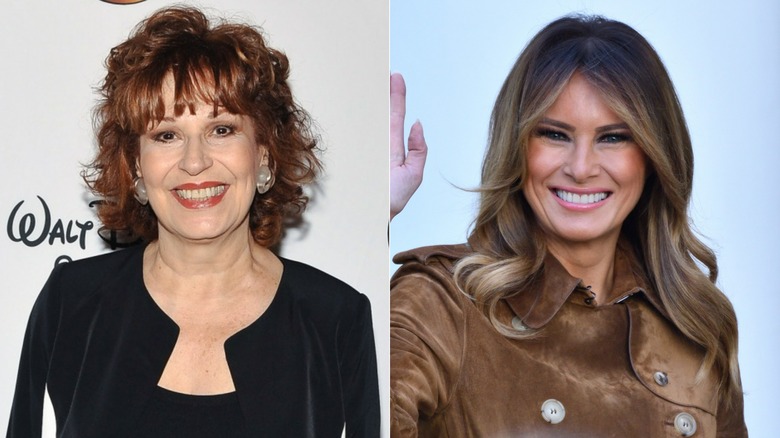 Joy Behar smiling, Melania Trump smiling