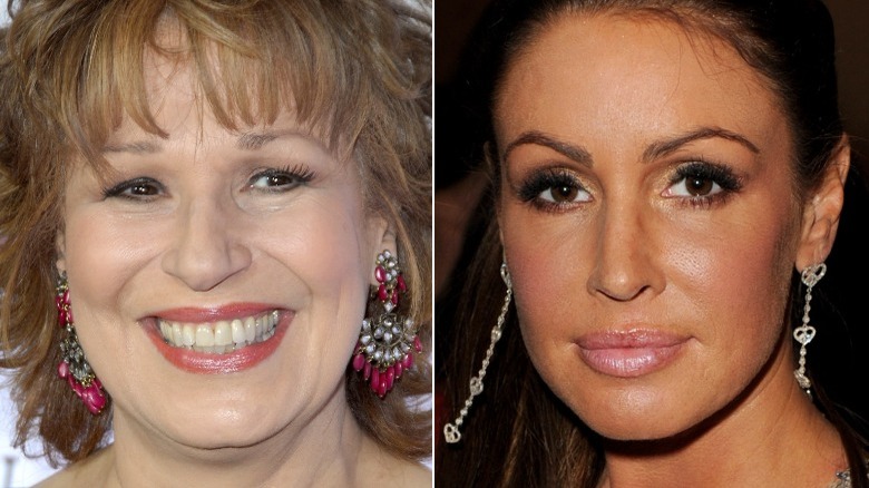 A split image of Joy Behar and Rachel Uchitel