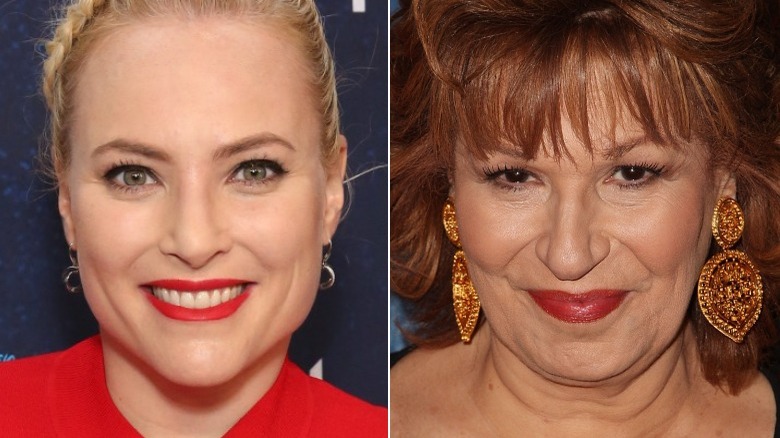 A split image of Meghan McCain and Joy Behar