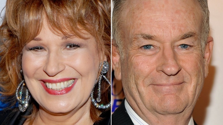 A split image of Joy Behar and Bill O'Reilly