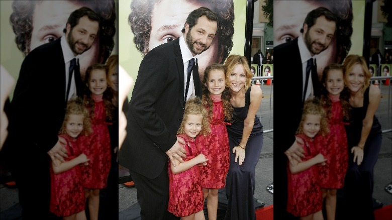 Young Maude Apatow smiling with her family