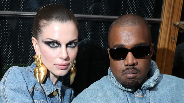 Julia Fox and Kanye West pose in denim