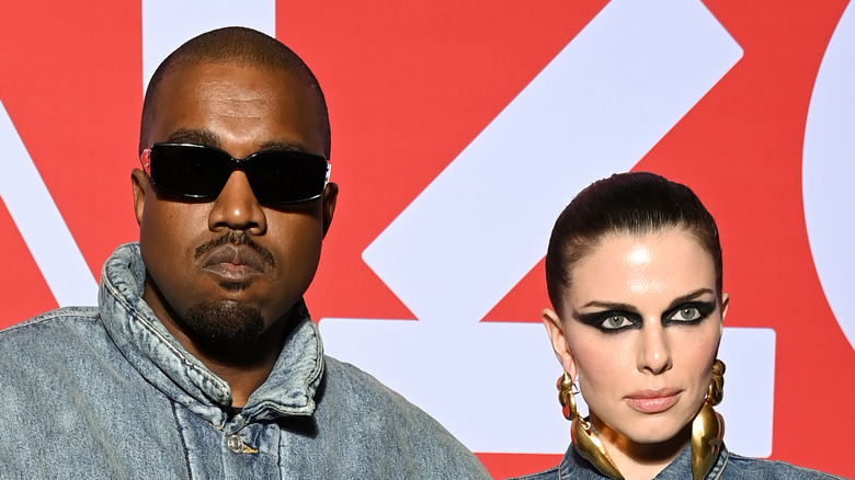 Julia Fox and Kanye "Ye" West at Paris Fashion Week 