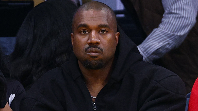 Kanye West frowning basketball game