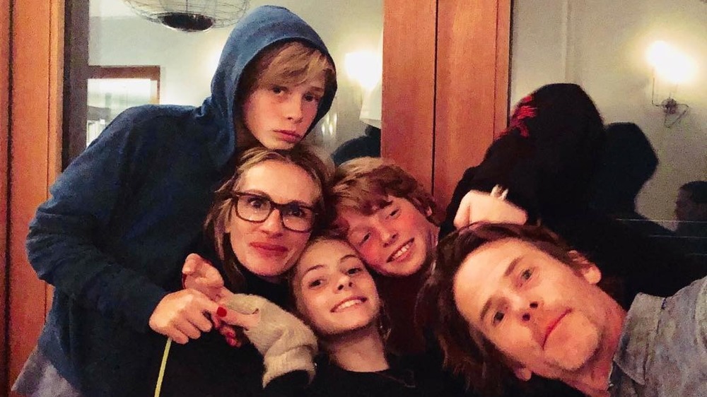 Julia Roberts, Danny Moder, and their kids smiling for a photo on Instagram