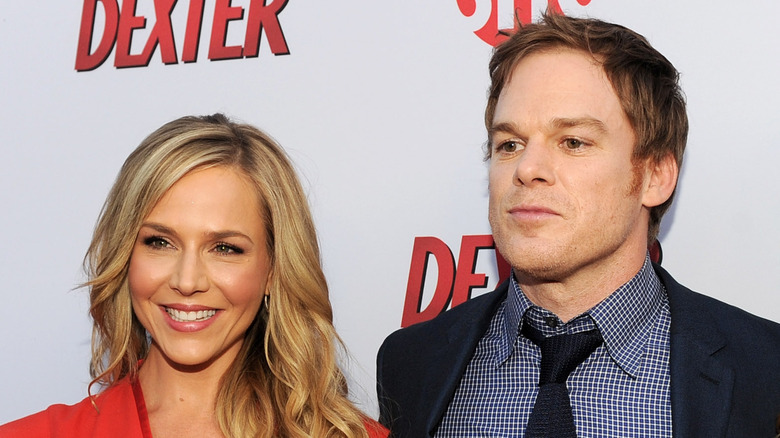 Julie Benz and Michael C. Hall smiling 