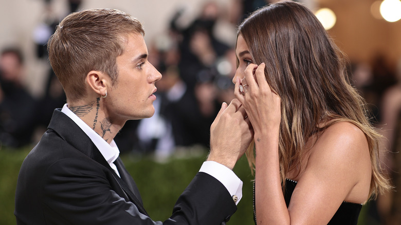 Justin Bieber comforting Hailey Baldwin