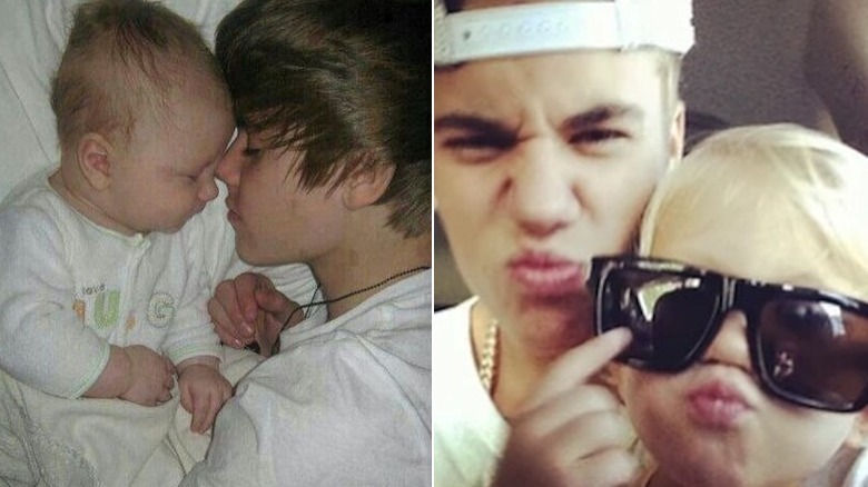 Justin Bieber with his little brother Jaxon.