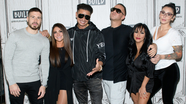 Jenni Farley with the cast of 'Jersey Shore'