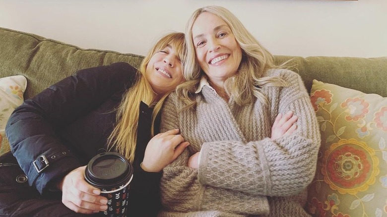 Kaley Cuoco and Sharon Stone smiling