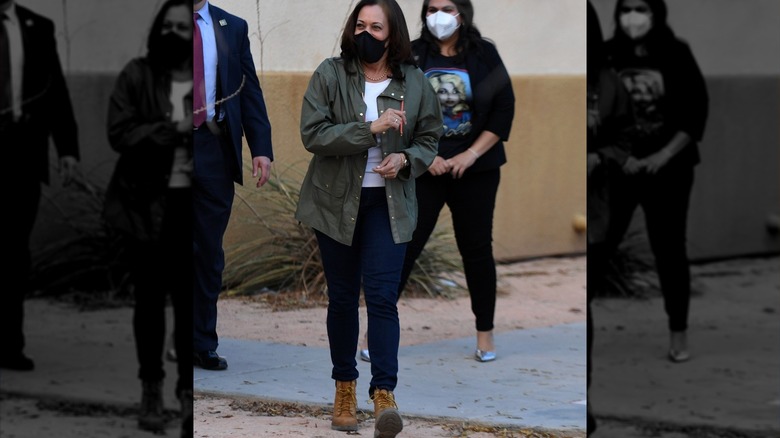 Kamala Harris mask Timberland boots