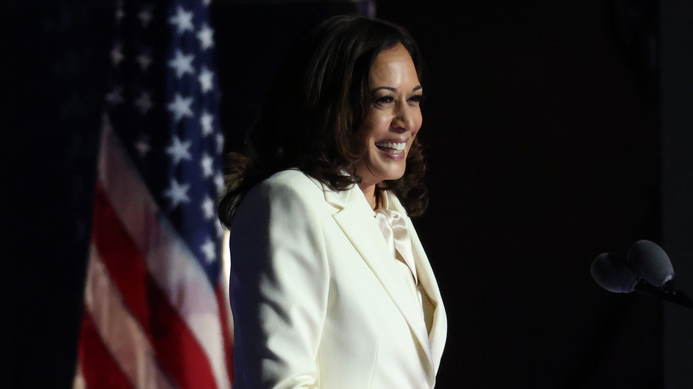 Kamala Harris delivering her VP victory speech