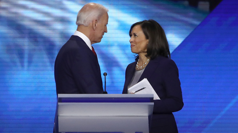 Joe Biden, Kamala Harris talking