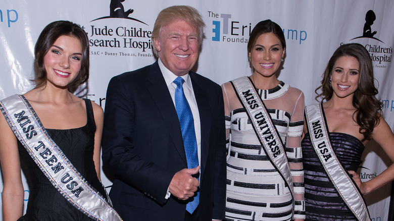 Donald Trump with pageant contestants