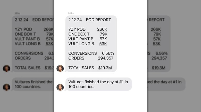 Kanye West Yeezy profits screenshot