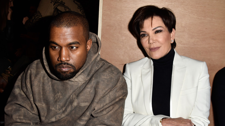 Kanye West and Kris Jenner at a 2016 fashion show