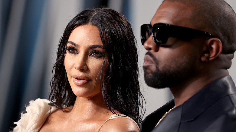 Kim Kardashian and Kanye West on the red carpet