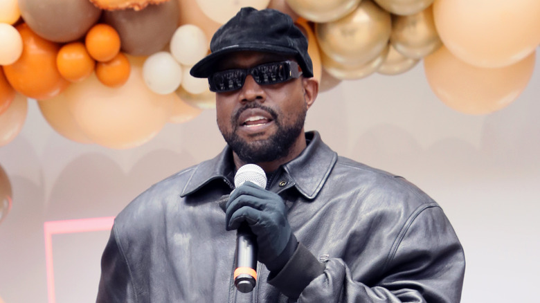 Kanye West speaking at an event 