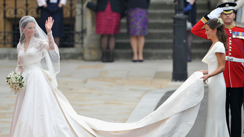 Kate Middleton with Pippa Middleton on her wedding day