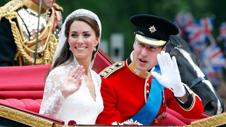 Kate Middleton with Prince William on their wedding day