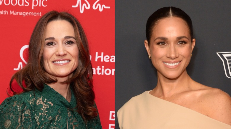 Pippa Middleton, left, and Meghan Markle, right