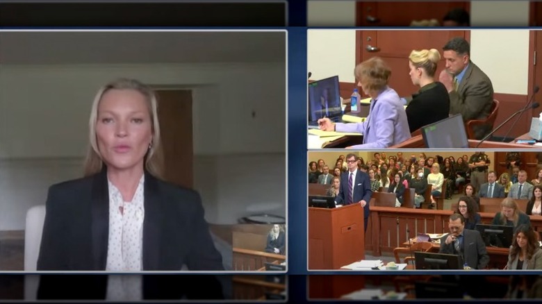 Kate Moss testifying in court via video link