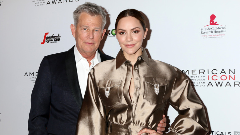 Katharine McPhee and David Foster posing