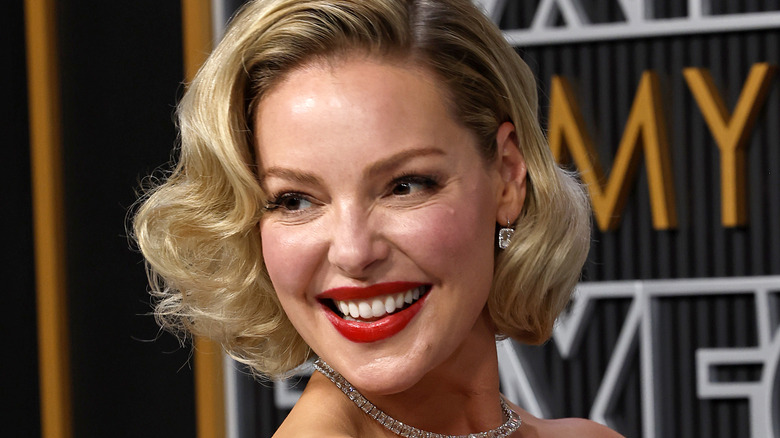 Katherine Heigl smiling red lipstick