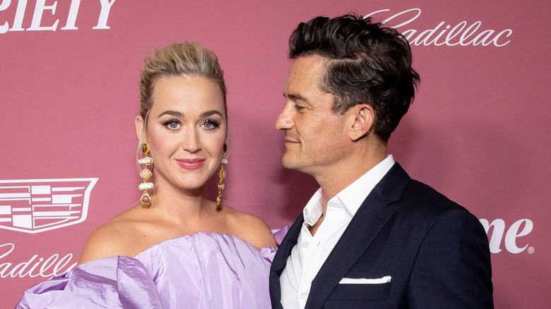 Katy Perry poses with Orlando Bloom 