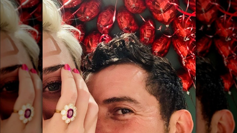 Katy Perry wearing engagement ring