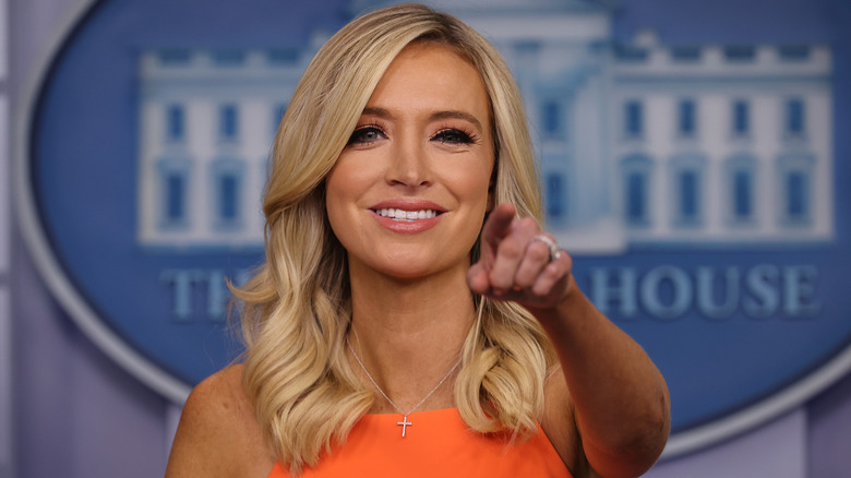 Kayleigh McEnany smiling and pointing