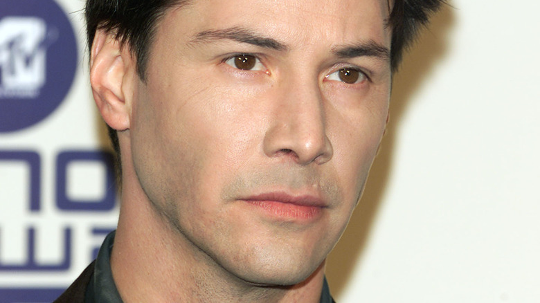 Keanu Reeves making a serious face