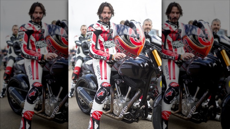 Keanu Reeves on a motorcycle