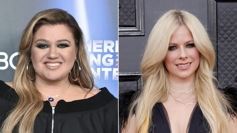 Kelly Clarkson; Avril Lavigne smiling 