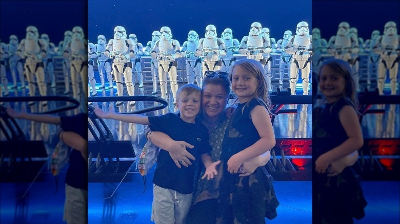 Kelly Clarkson, son Remington, and daughter River at Disney World