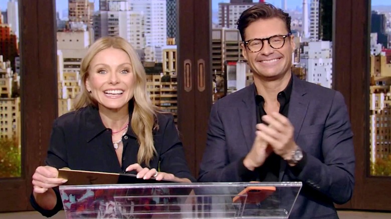 Kelly Ripa and Ryan Seacrest hosting "Live with Kelly and Ryan"