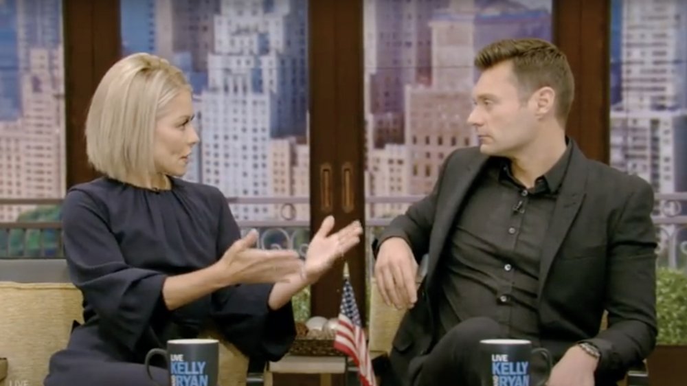 Kelly Ripa speaking to Ryan Seacrest