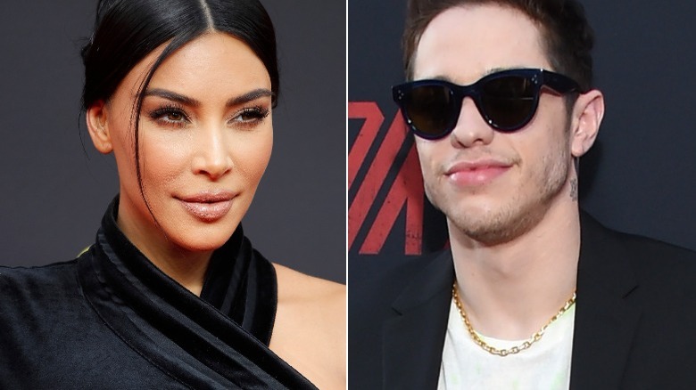 Kim Kardashian and Pete Davidson posing