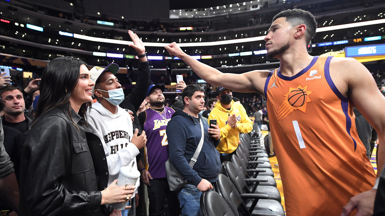 Kendall Jenner and Devin Booker at an NBA game